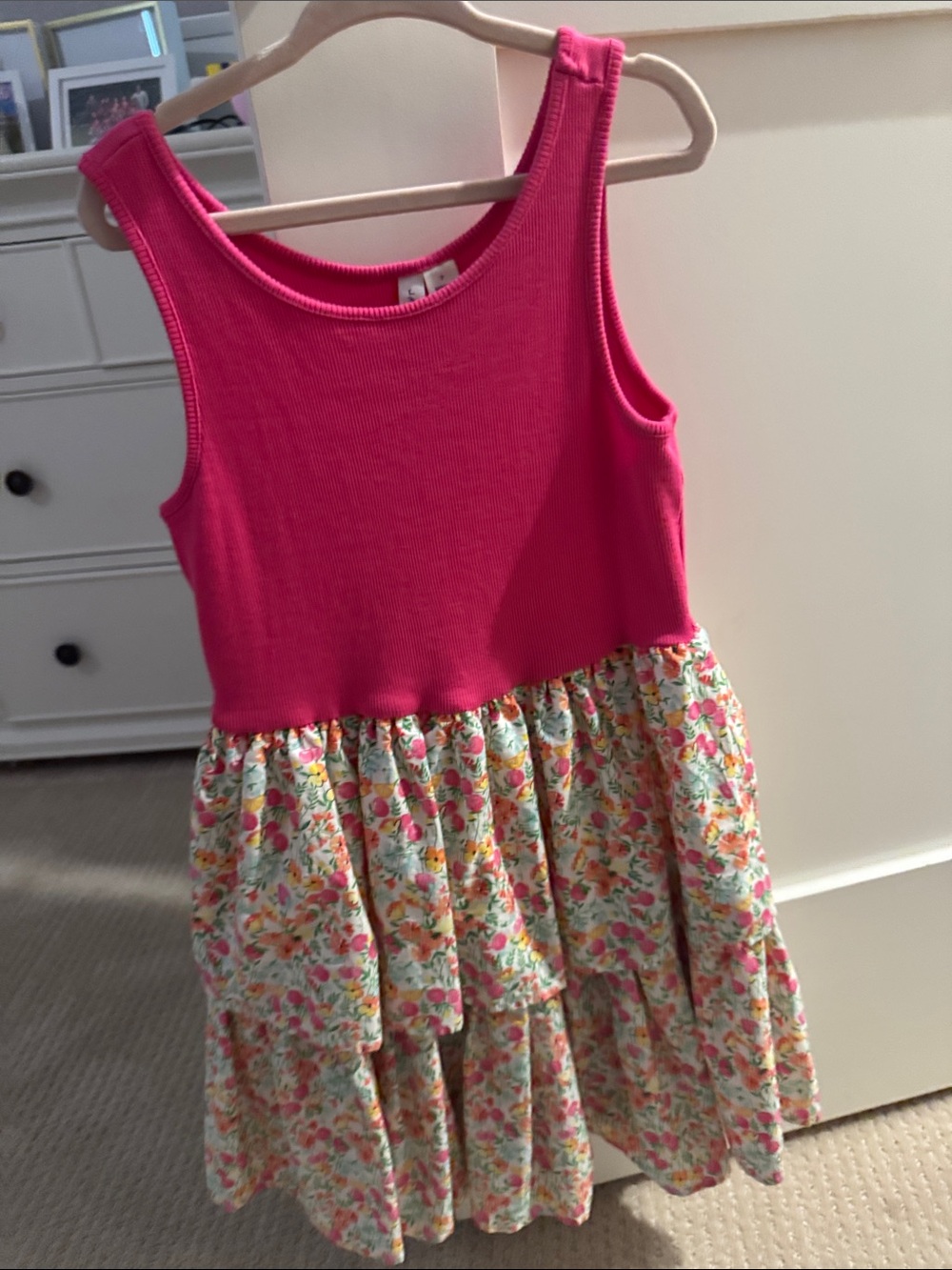 Janie and Jack Girls Pink Tank Top Floral Tiered Dress